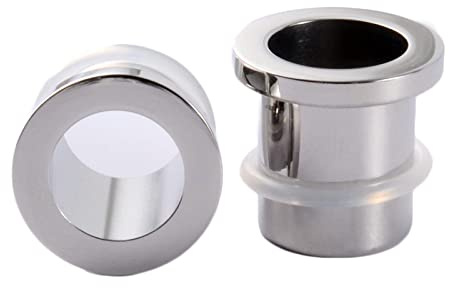 Gualiy 2 STK Plug Ohr Edelstahl, Tunnel Damen 12.5mm Silber Reifen Flesh Tunnel Plug