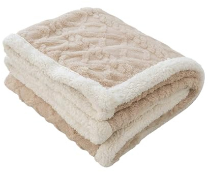 Ergocar Manta de forro y polar, reversible, suave, cálida y gruesa, manta de forro polar coral jacquard y sherpa, para cama y sofá
