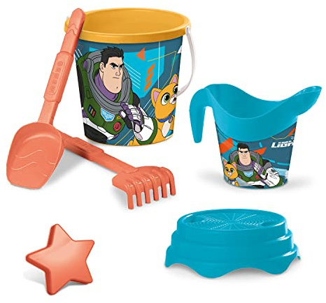 Mondo Toys - Bucket Set + Water CAN Lightyear - Sandeimer Set ø17 cm mit Giesser - 6-Teiliges Strandspielzeug Set für Kinder ab 3 Jahren, Strandset - 28667