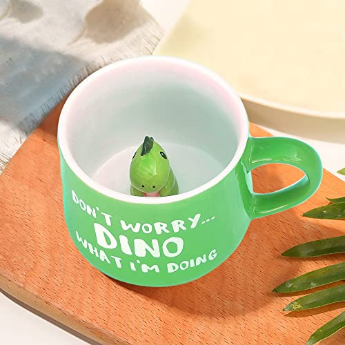 LOZACHE Tazza di dinosauro 3D in ceramica, unica tazza di dinosauro fatta a mano, regalo di Natale per compleanni, donne, ragazze, fidanzate (dinosauri), CMG-3D