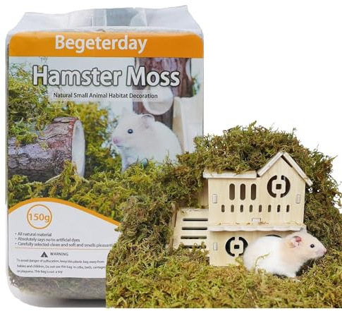 Begeterday 150g Hamster Moss for Hamsters Bedding, Small Animal Habitat Decoration, Good for Hamster Cages Accessories