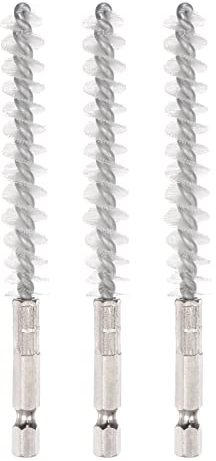 sourcing map Cepillos de Alambre de Limpieza con Mango, Cepillo de Nailon 10mm Diámetro, Vástago Hexagonal de 1/4 de Pulgada, para Tubos, Puertos, Rodamientos, 3 Piezas