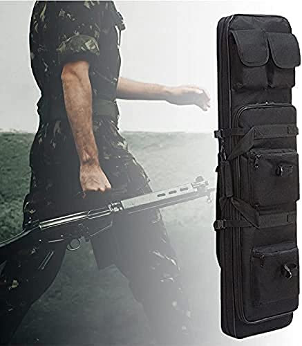 Gewehrkoffer Tactical Gun Bag, Gewehrkoffer Shotgun Airsoft Case Storage Tactical Rifle Bag, Angelrutentasche Rucksack Pistole, Gun Case Integrated Pistol and Magazine Storage Backpack,Schwarz,85c
