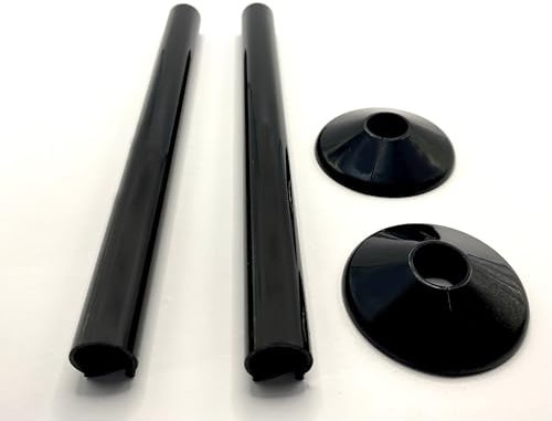 Radiator Pipe Covers SnapFit 2 Pack 200mm Long 15mm Pipe Central Heating Clip On Covers Snappit (Black)