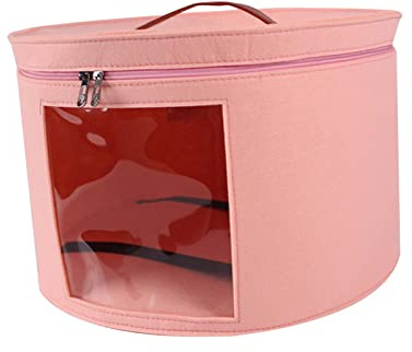 kowaku Scatola portaoggetti per cappelli Scatola per cappelli con coperchio antipolvere, contenitore per cappelli da viaggio in feltro rotondo di grande, Rosa Piccolo
