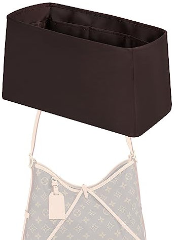 XYJG Seide Handtasche Einsatz Organisator für LV Carryall PM/MM Taschen, Luxuriöser Tasche Tote Einsatz, Behalten Sie die Form der Tasche bei(Carryall PM,Coffee Brown)