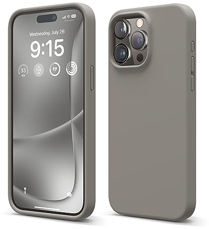 elago Silikon Hülle für iPhone 15 Pro Max | Premium Silikon Handyhülle, Ganzkörper Schutzhülle [4 Lagige Stoßfeste Struktur], Mikrofaserfutter (Mittelgrau)