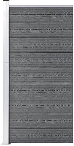 Camerina Zaunelement WPC 95x186 cm Grau Zaunelemente Kunststoff Zaunfelder Holz