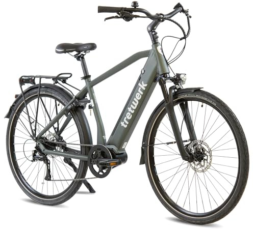 Tretwerk Sonic 28 Zoll Trekkingrad Herren Pedelec E Bike 8 Gang Fahrrad | grün 50 cm 160-180 cm Elektrofahrrad bis 130 km Trekking Fahrrad mit Federgabel
