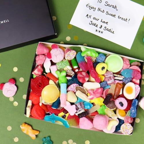 Vegan Pick & Mix Letterbox Gift Hamper With Pint Pots, Giant Strawberries, Tongue Painters, Fizzy Blue Raspberries, Bubs Banana Mini Ovals, Mini Meerkats, Twin Cherries and Space Mix