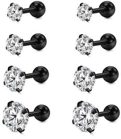 QSKISS 16G Flat Back Piercing Ohrs Push In Knorpelpiercing Kettenpiercing Ohr Für Frauen Edelstahl Hypoallergen Fadenloses Tragus Piercing