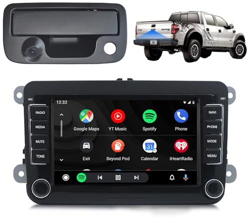 7''Auto Stereo GPS Multifunktions Touchscreen Autoradio Navigation mit Apple CarPlay&Android+HD Kofferraumgriff Rückfahrkamera Einparkhilfe kompatibel mit Volkswagen V W Amarok 2HA 2HB S1B S6B S7A S7B