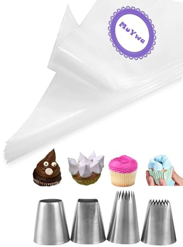 Boquillas extragrandes con bolsas para eclairs, churros, macarrones, estrellas, merengue, glaseado, masa de galletas de pastelería, 24 unidades