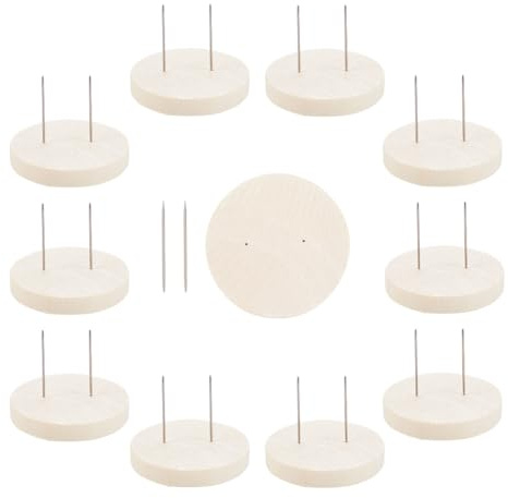 FREEBLOSS 10 Stück Häkelpuppenständer, 6 cm großer Puppenhalter mit Doppelnadel aus Stahl, Puppenständer zum Filzen, Puppenständer mit Holzsockel, Ständer für Actionfiguren, Puppenvitrine