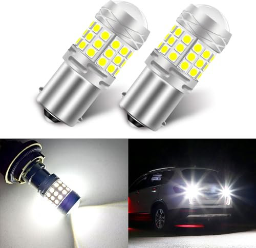 Teguangmei 1156 LED Bulb Super Bright 6000K White 1141 1003 7506 BA15S Backup Reverse Light with Projector 3030 42SMD Chips Back Up Light Tail Lights Turn Signal Light, Pack of 2