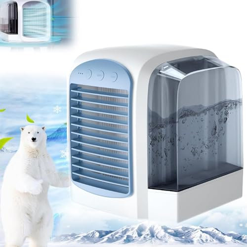 Frost Blast Pro Portable Air Chiller, Small Portable Air Conditioners, USB Rechargeable Personal Desktop Fan, 4 in 1 Evaporative Air Cooler Cooling Fan Purifies Humidifies Enjoy Cool Air (Blue)