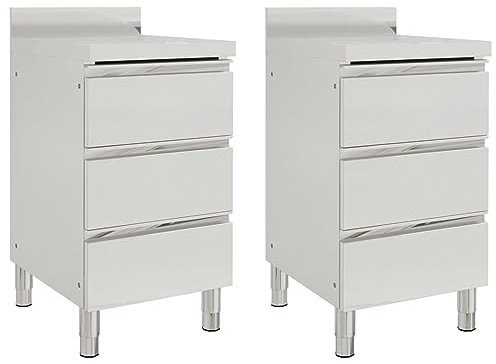ZEYUAN Gastro-Küchenschränke mit 3 Schubladen 2 STK. Edelstahl, Edelstahl Arbeitsschrank, Arbeitstisch, Edelstahl Schrank, Pizzatisch, Grillschrank Outdoor