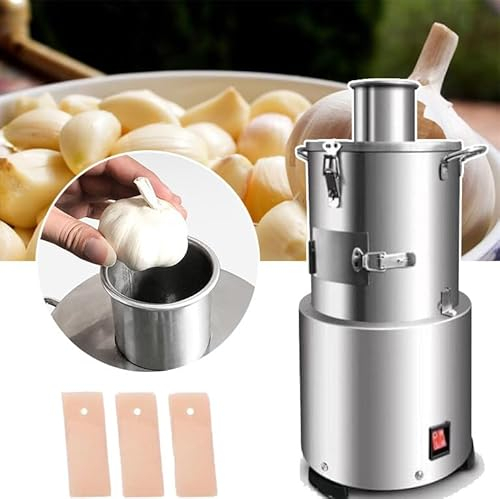 Pelapatate Elettrico Da 200 W, Sbuccia 20 Kg/H Di Aglio, Pelatura Rapida in 10 Secondi, Velocità Di Pelatura Del 98%, Materiale in Acciaio Inossidabile, Adatto per Uso Domestico E Commerciale