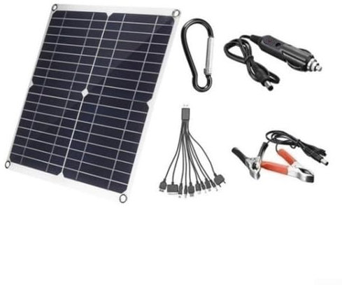 Solarmodul-Set, Bootsbatterie, Solar-Ladegerät, 20 W, 18 V, Solar-Batterie-Ladegerät für Camping, Wandern