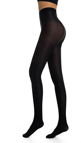 Frola Collant da danza per le donne 70D collant luccicanti calze nude Saphing collant per balletto collant con piedi, Nero , S-M