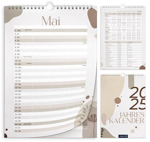 AMARI ® Kalender 2025 - Wandkalender - Familienplaner, Familienkalender, Wochenplaner, Monatsplaner, Terminplaner, Stilvoller Homeplaner für die Familie