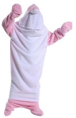 HYueaph Wearable Decke Hoodie, Shark Blanket Hoodie Strampler Für Erwachsene Tragbar Hai Decke Hai Schlafen Sack Weich Gemütlich Shark Onesie Kostüm,Pink Dolphin-M