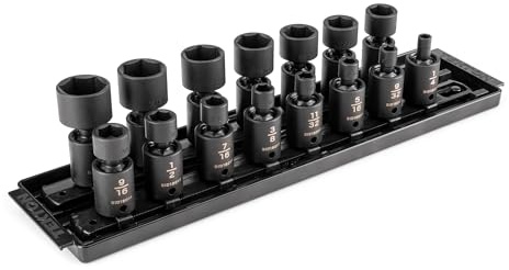 TEKTON SID97101 - Juego de llaves de impacto universales de 6 puntos con rieles, 15 piezas (1/4-1 pulgada)