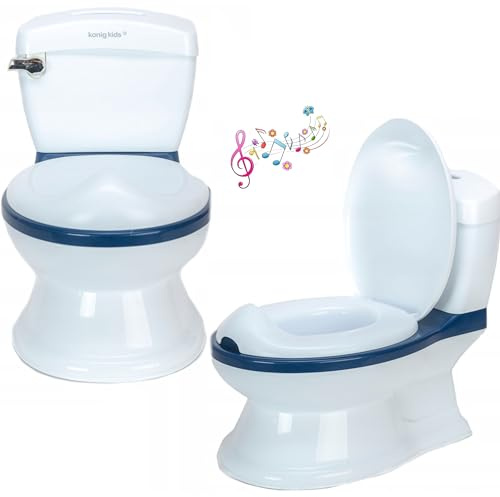 COIL Kindertoilette, Töpfchen für Kinder mit Musik und Spülgeräusch, Rutschsicher und Tragbar, Hygienische Kindertoilette mit Herausnehmbarem Einsatz, Töpfchen für Kinder ab 2 jahre (Blau)