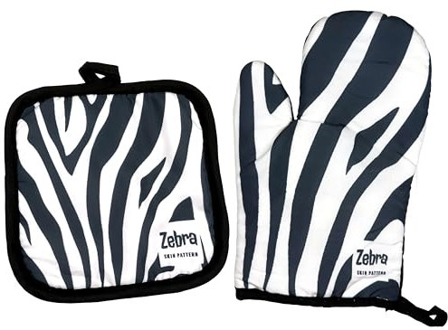 Manoplas para Cocina con diseño de Cebra | Agarradores para Platos Calientes de Mocroondas, Brasa, Horno y Fogones | Guantes Gruesos de Cocina Antiquemaduras y Protección Calor