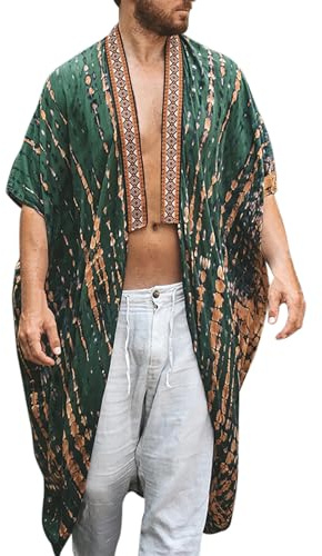 RUMAOZIA Poncho de plage pour homme - Longue plage - Protection solaire - Cardigan - Peignoir pour homme - Grandes tailles - Pour maillot de bain sexy - Léger - Kimono musculaire - Veste mi-saison -