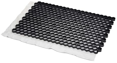 blizz-z Kieswabe mit Unkrautvlies, schwarz - 8 Stück = ca. 7,48 m² | Maße: L: 119cm × B: 78,6cm x H: 3cm - Wabenmatte, mit Antiunkrautvlies (90 g/m²), Kiesgitter, Bodenwabe für Kies - Made in EU