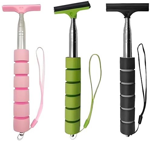 Wing Mirror Squeegee,3 Pcs Car Rear View Mirror Wipersqueegee,Cleaning Tool | Foldable Portable,with Storage Bag for Car Windows Windshields Shower Doors(Black/Pink/Green)