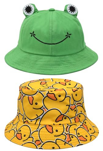 JSTHHTT 2 Pcs Fischerhut, Fischerhut Unisex, Modischer Sommerhut, Outdoor Sommerhut Sonnenhut, Faltbar, Komfortables Material, Reversibel Freizeithut für Wandern Camping Reisen Angeln