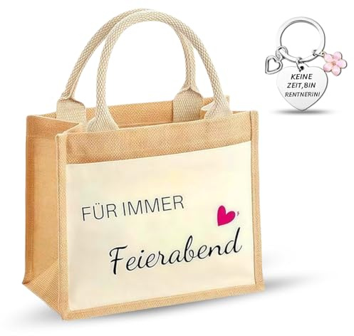 2 Stück Renteneintritt Geschenk Frau Rentner Geschenk Frau Anzug Jutetasche Shopper, Abschiedsgeschenke Für Kollegin, Rente Geschenke Kann Zum Einkaufen Oder Reisen Verwendet Werden(31.5x22x11cm)