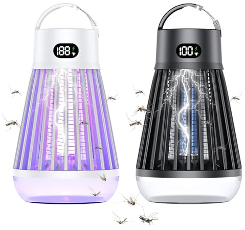 Insektenvernichter Elektrisch, 360° Mückenfalle Mückenlampe Elektrisch USB, Tragbar Fliegenfalle Mückenfalle Mückenschutz Innen Außen, Elektrischer Insektenlampe mit Smart-Display