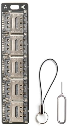 PinQiongZhe Compact SIM Card Storage Organizer, SIM Card Case, Holds up to 10 Nano SIM Cards, Comes with a Lanyard and Card Pin