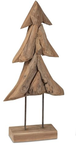 formano Weihnachtsbaum Holz 60 cm Deko Tannenbaum Natur aus massivem Teak - handgefertigte Weihnachtsdeko rustikal - nachhaltiger Baum aus Holz für Tisch, Flur, Fensterbank oder Geschenk