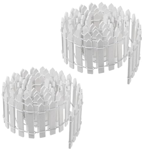 2 Stück Minizaun, Miniatur Zaun Aus Holz 90x5cm Holzzaun Weiß Miniatur Garten Zubehör Geeignet für DIY-Gärten und Puppenhausdekoration