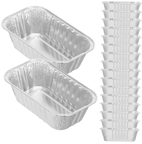 DECOMELODY 50 piezas Molde Rectangular de Aluminio para Pan y Pastel Bandejas Desechables para Hornear Cajas de Papel Aluminio para Repostería Aptas para Horno Doméstico