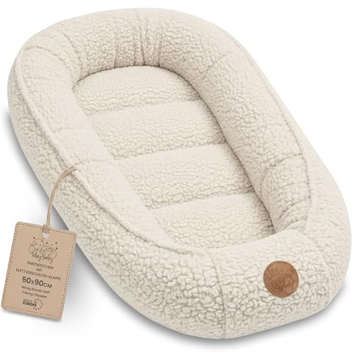 Baby Nest morbido per Neonato – Nido soffice coccoloso e portatile per Lettino Culla Carrozzina Cameretta Viaggio – accogliente caldo Bimbo e Bimba 90x50 cm Crema