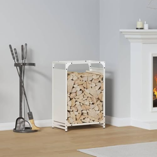 Frdhee Scaffale per legna da ardere, per giardino, camino, cortile, bianco, 44 x 28 x 65 cm