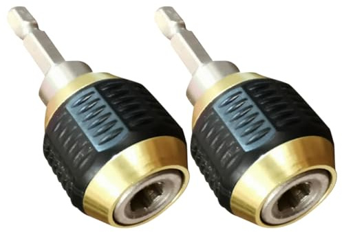 Zerodeko Adaptador de Taladro Rápido Hexagonal de 60Mm 2 Piezas Portabrocas Metálico 1/4 para Atornillador de Impacto Acoplamiento Auto-Bloqueo Profesional para Bricolaje y Mecánica
