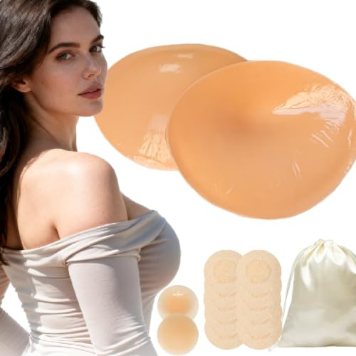 Wieysdoo Inserti adesivi per reggiseno, autoadesivi push-up per un maggiore volume, riutilizzabili e lavabili