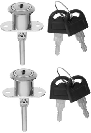 MAGICLULU Lot de 2 Serrures Métalliques pour Tiroirs de Bureau avec Triple Verrouillage, Finition Argentée, Compatibles Armoires et Meubles, Système de Sécurité Renforcé pour Espaces