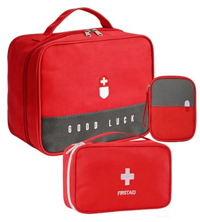 Gioyonil Erste-Hilfe-Tasche, 3er Set – Große & kleine, wasserdichte Notfall-Tasche für Auto, Zuhause, Reise, Outdoor, Wandern & Sport (Leer)