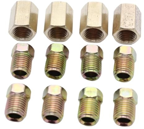 tubería de freno 7/16 pulgadas a 24 y uniones de latón, juegos de accesorios para tuercas de línea de freno para tubo de 1/4 de pulgada