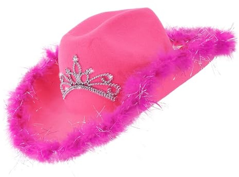 W WIDMANN MILANO Party Fashion - Cowboyhut mit Tiara und Lametta, Western, Indianer, Texas, Ranger, Junggesellenabschied