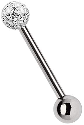 Modern Nature Piercing-Schmuck Titan Zungenpiercing Stab in 1,6 x 16 mm mit Epoxy Kugel in klar