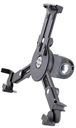 K&M 19790 Tablet-PC-Stativhalter Schwarz, Kunststoff - Drehbare Tablet-Halterung für Mikrofon-Stative mit 3/8“ Gewinde | Drehbar um 90°, Material: Kunststoff, Breite: von 128 - 232 mm, Höhe: von 220 - 331 mm, Tiefe: von 5 - 11 cm, Gewicht: 362 g