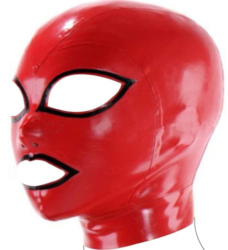 MFMYEE Latexmaske, Gummi-SM-Fetisch-Bondage-Maske, erotische Cosplay-Maske, Latex-Liebhaber-Kapuze